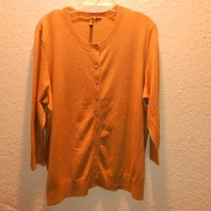 Nu Option button front , 3/4 sleeve taupe/gold sweater